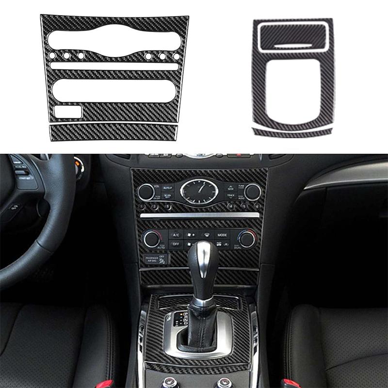 For 2007-2013 Infiniti G25 G35 G37 Soft Carbon Fiber Central Control Gear Shift Air Outlet Frame Panel Sticker Car Accessories
