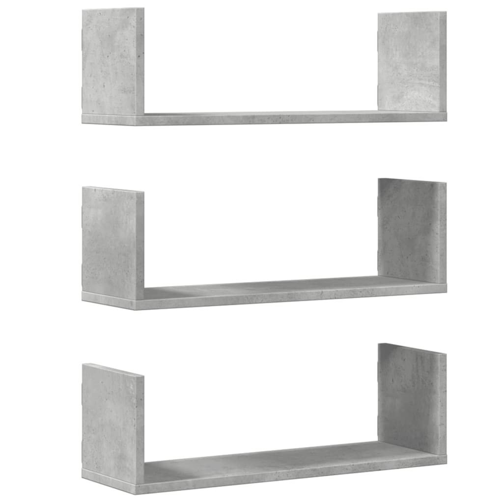Wall Shelves 3 pcs Concrete Grey 58 x 18 x 18 cm Engineered Wood