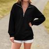 Women's Casual Fashion Half Zipper Lapel Solid Color Casual Top Sweatshirt