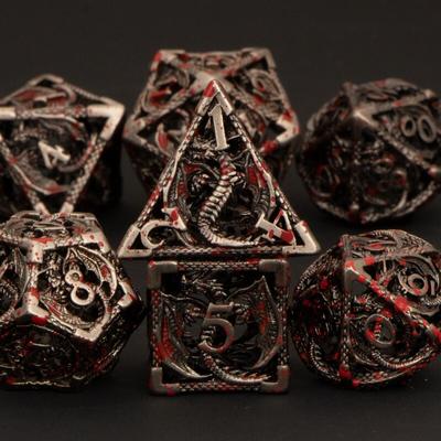 Hohles Metall-Dnd-Würfel-Set, Dungeon und Drachenblut, D+D-Würfel, D20, D12, D10, D9, D8, D6, D4, RPG, Kupfer-Polyeder, Rollenspielwürfel