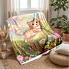 Rainbow Fantasy Cat Theme Blanket Lightweight Warm Flannel Blanket Decorative Throw Blanket for Home Decoration