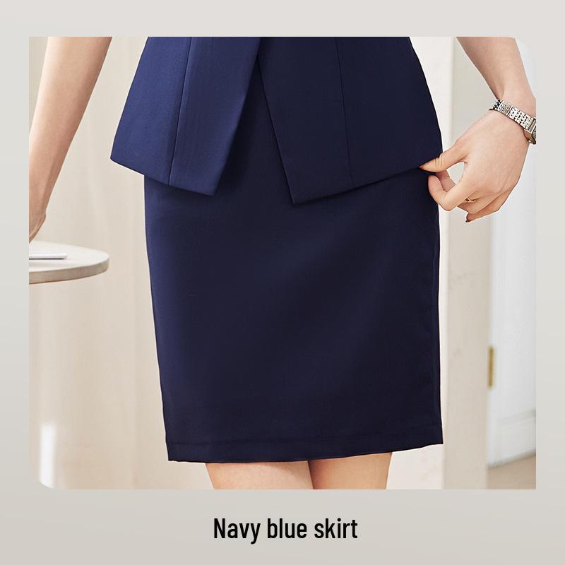 Professional Women's Short-Sleeved Skirt Suit for Hotel and Jewelry Store Front Desk Manager Summer Uniform