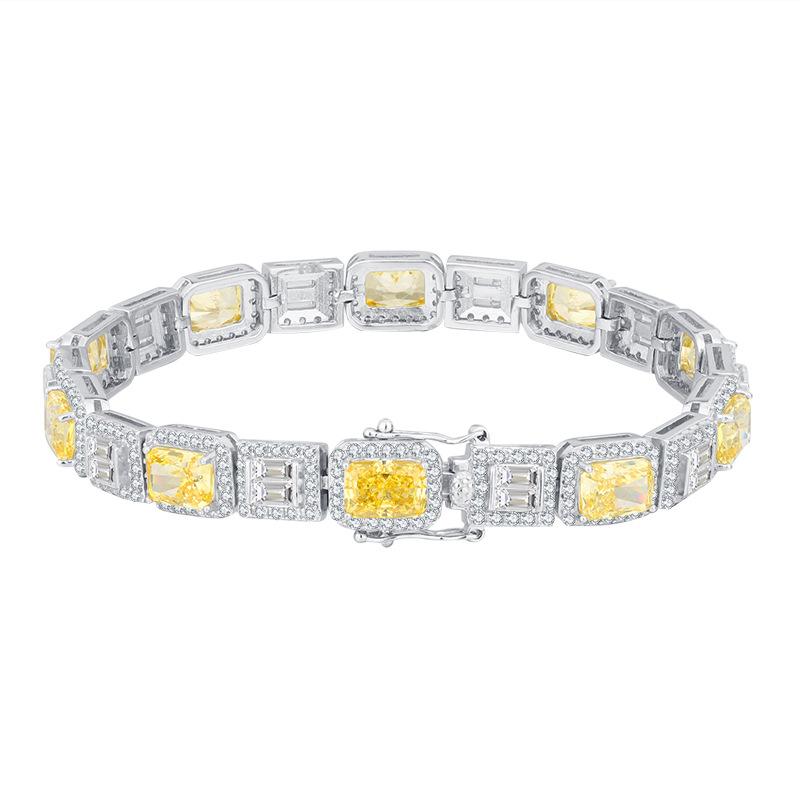 2023 neue Zhuangshengsheng Schmuck S925 Silber High Carbon Diamant Explosive Flash Mode Luxus Intarsien Quadrat Armband Hauptstein 5 * 7