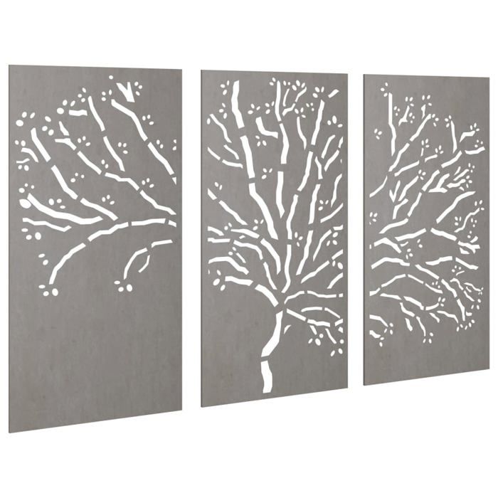 VidaXL Garden Wall Decorations 3 Pcs 105x55 Cm Tree Design Steel 824511