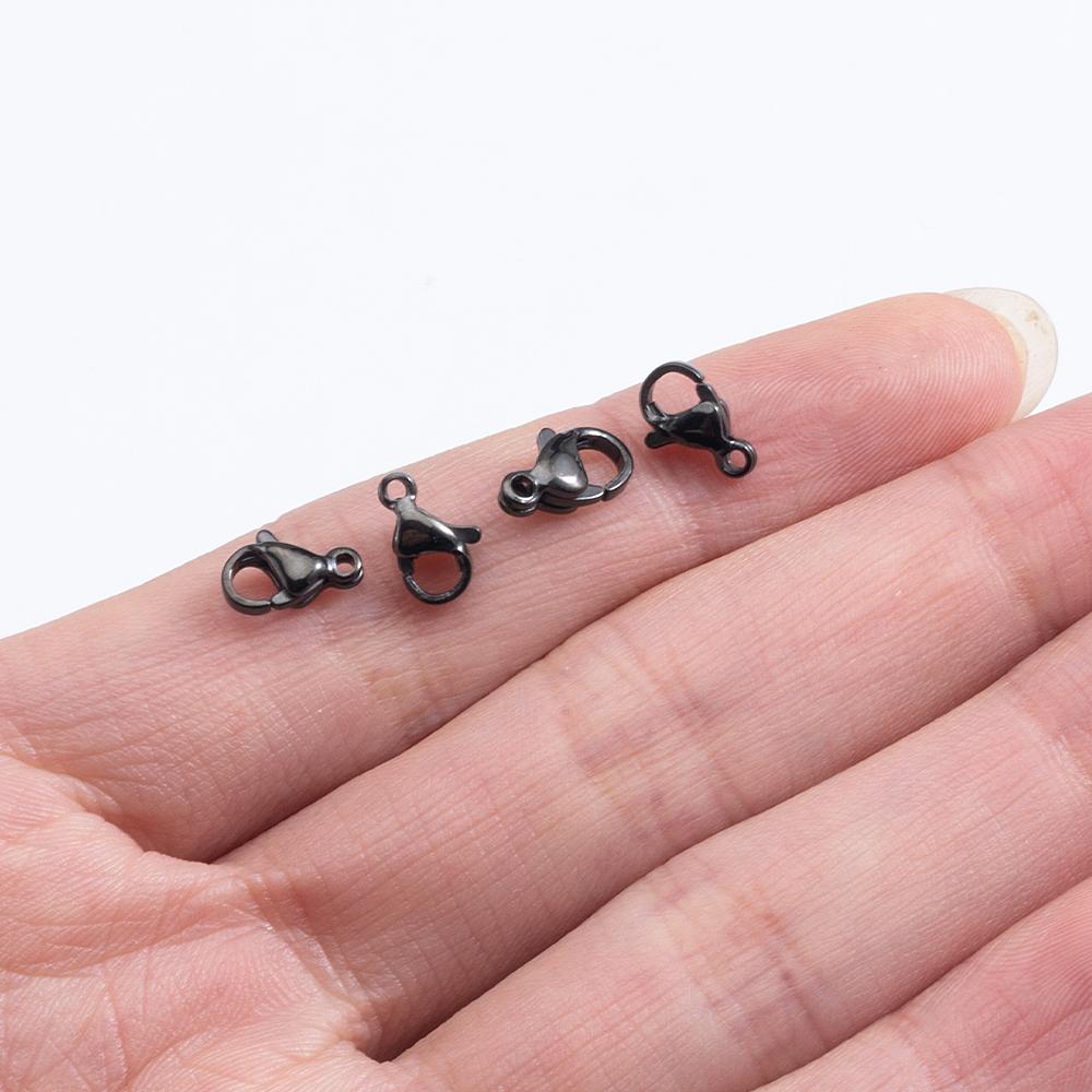 20pcs Black Stainless Steel Lobster Clasps 9/10mm Connector Clasp for DIY Bracelet Necklace Chain Claw Jewelry Making Supplies