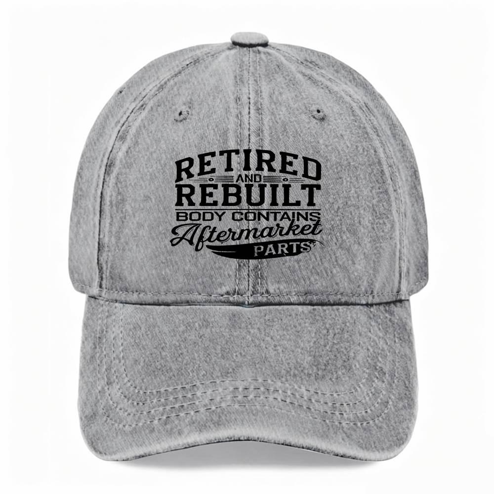 Unisex Retired And Rebuilt Dad Hat Funny Retirement Vintage Washed Baseball Cap One Size
