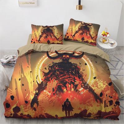Set Copripiumino Teschio Demone Horror 3D Scheletro Gotico Mostro Set Biancheria da Letto Copripiumino Nero Per Ragazzi, formato Matrimoniale Queen Size 2/3pz