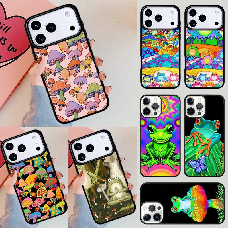 Hippie Mushroom Frog shrooms Phone Case For iPhone 17 Air 14 15 13 12 Max Cover For Apple 14 15 16 16e 11 Pro Max Plus