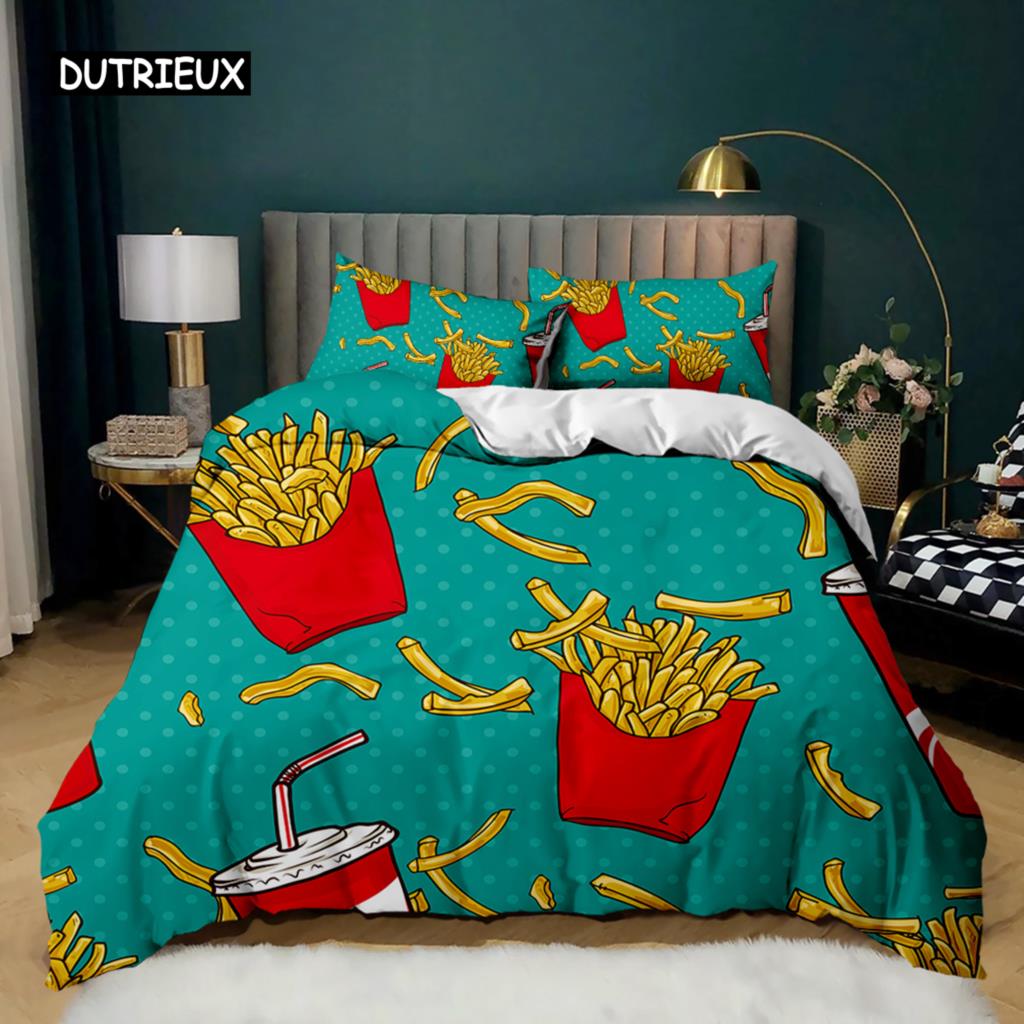 Munk Påslakan Färgglad Tie Dye Quiltöverdrag för Barn Gåva Flickig Söt Sötfärgad Dessertmat Polyester Sängklädesset