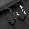 Leather Bracelet, European and American Woven Leather Bracelet, Infinite Personality 8-character Men's Magnetic Buckle Bracelet