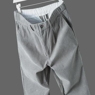 Men's High-End Corduroy Elastic Straight-Leg Trousers - Casual & Trendy for Autumn/Winter