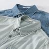 Vår Höst Långärmad Denimskjorta för Man Daglig Casual Ljusblå Jeans Herrtoppar Ren Bomullsskjorta Slim Fit Ungdom Enkel Stil Herrkläder