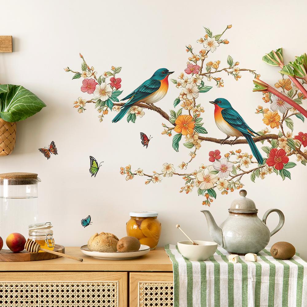 Chinese-style Flower Branches and Magpies-butterflies Home Wall Decoration and Beautification Stickers