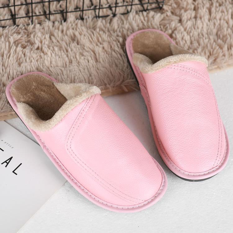 Fashion Large Size Men's Autumn Home Shoes Unisex Genuine Leather Slippers Comfortable Indoor Slippers Flat