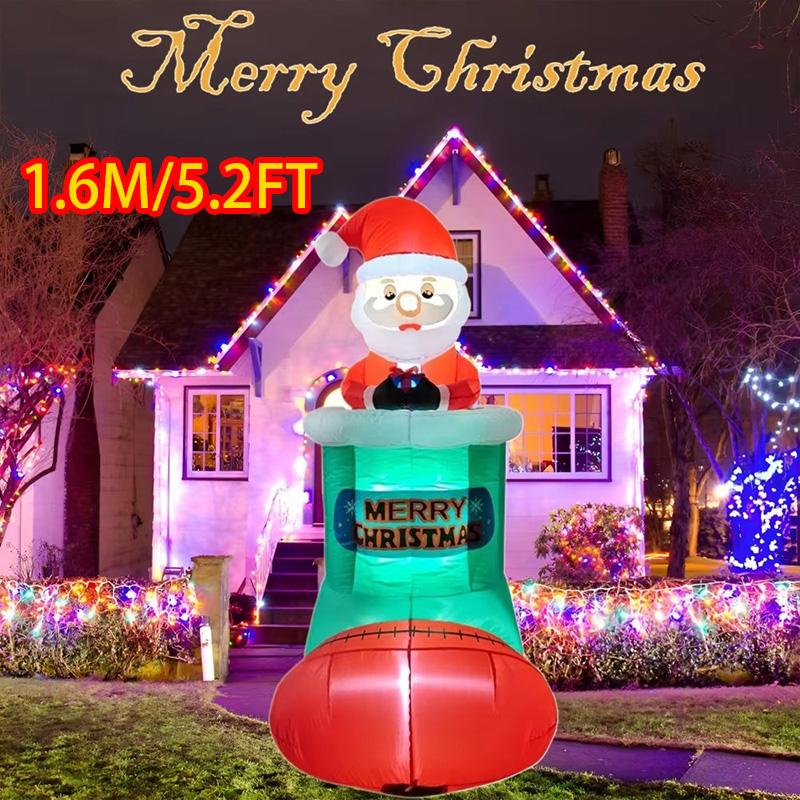 

Christmas Decor Santa in Shoe Christmas Inflatable Model Luminous Inflatable Model Christmas Atmosphere Decoration Model AU Plug