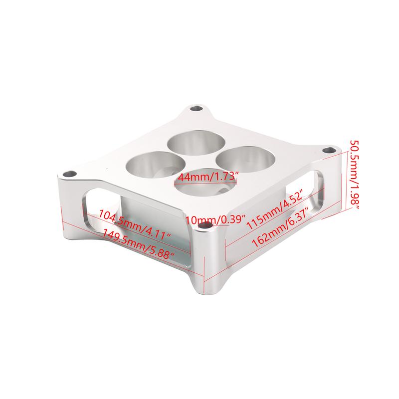 4150 Square Bore Carburetor CNC Aluminum Spacer - 2" 4 Port for High Performance Engine Tuning
