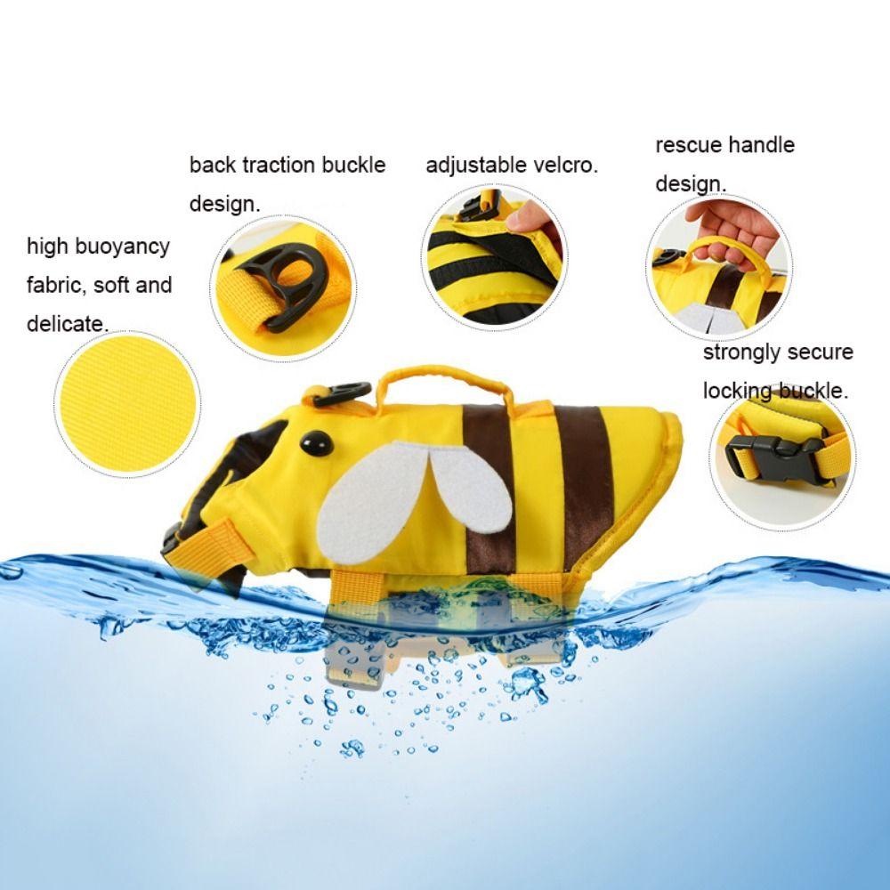 Breathable Dog Swimming Clothes Little Bee Pet Life Vest Harness Summer Swimwear Clothes  Summer