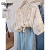 Women's Embroidered Lace-up Hollow Out Cotton Blouse