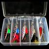 5Pcs Steel Treble Hook Spinner Baits Sequins Lures Set Spoon Fishing Spinner Swimbaits Set for Saltwater and Saltwater