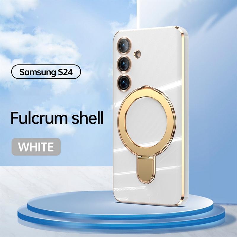 

Роскошный металлический чехол-держатель для Samsung Galaxy S25 Ultra S24 Ultra Plus Магнитная накладка Samsung S24 белый