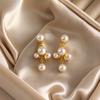 1 Pair Faux Pearls Dangle Earrings for Women, Gold Plated Grape Cluster Drop Earrings, Prom Wedding Bridal Jewelry