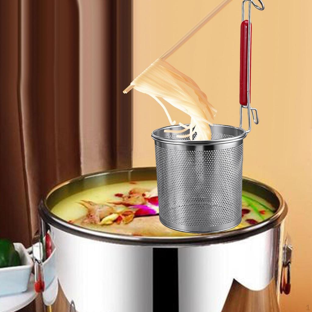 Deep Strainer Frying Basket Kitchen Utensil with Handle, Mesh Pasta Noodle for