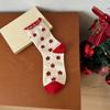 Soft Red Socks Combed Cotton Flower Socks Bow Heart Polka Dot Socks  Lunar New Year