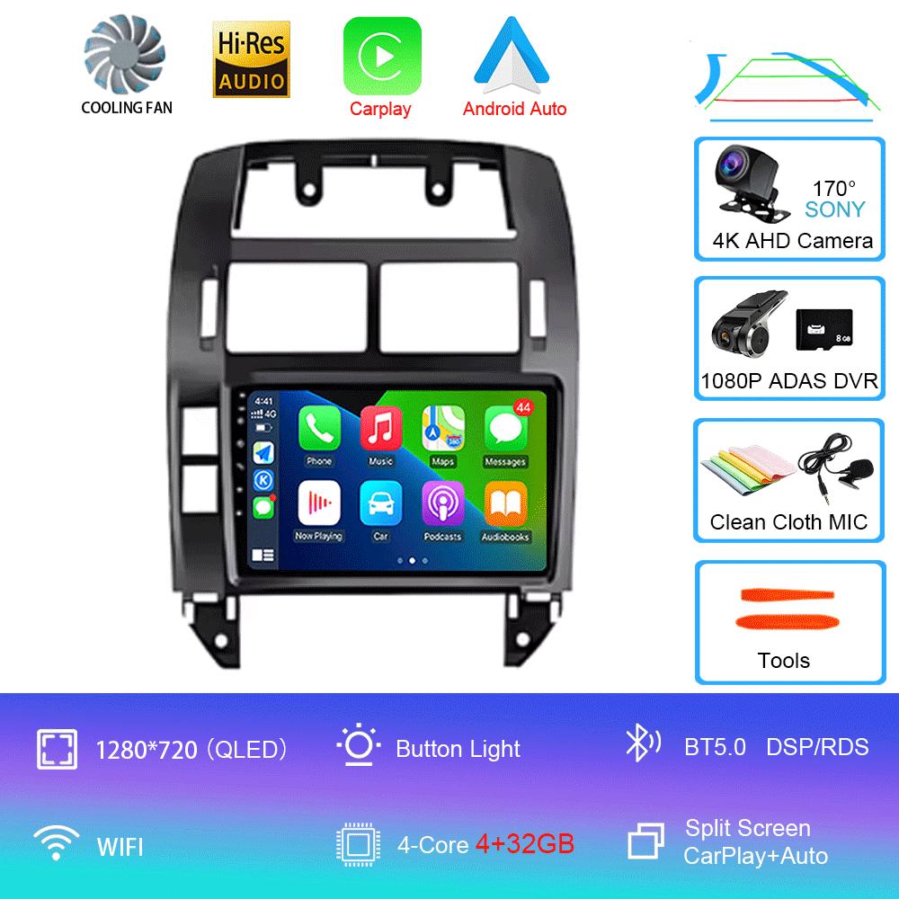 For Volkswagen VW Polo MK4 6Q 9N 9N3 2004- 2009 Car Radio Android 14 Auto Multimedia Video Player GPS Carplay QLED Screen Stereo