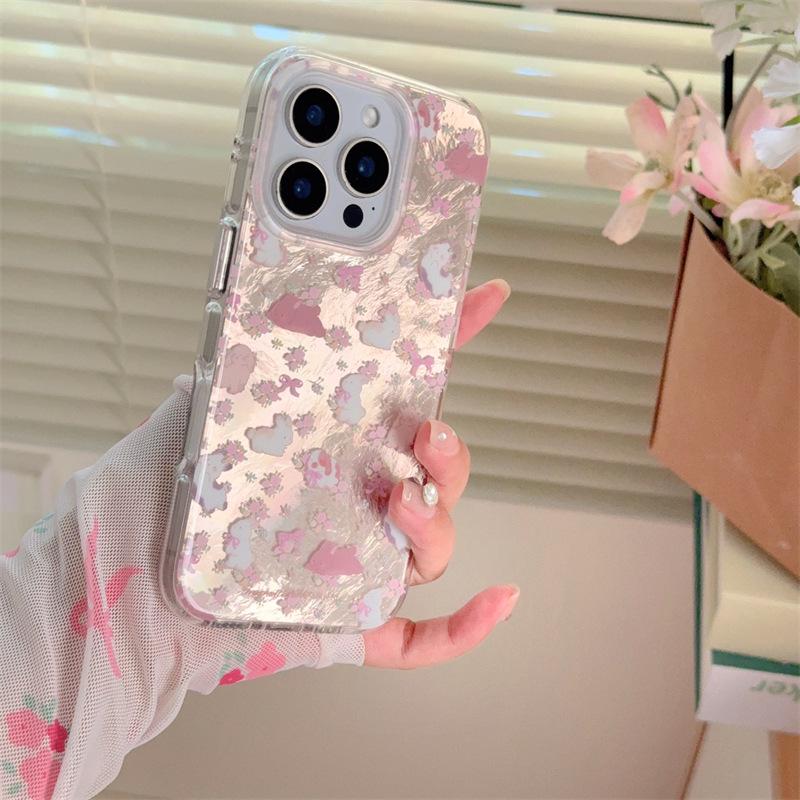 

Pink Floral Rabbit Case for iPhone 17 Pro Max/16/15 - Double Layer Protection for Women 14