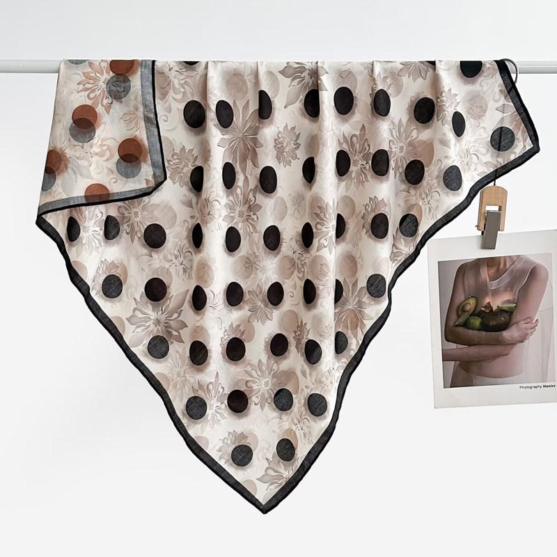 Polka dot double-sided heterochrome ethnic style retro 91 velvet large square scarf silk scarf women's spring and autumn warm shawl scarf scarf