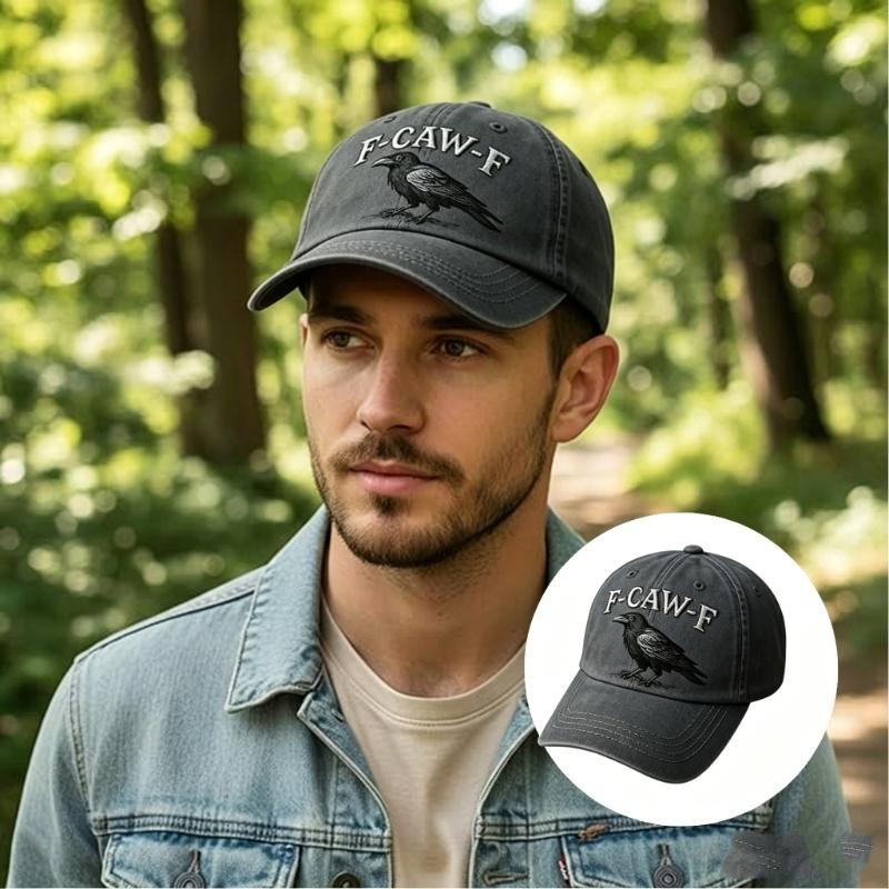 Gothic Baseball Cap with Embroidery Crow Pattern Baseball Hat for Men and Women Comfortable Sport Activity Wear
