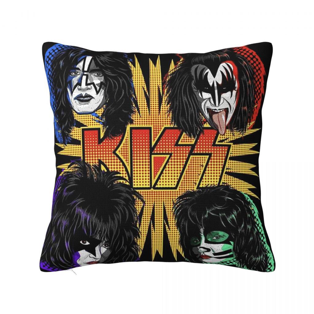 KISS Rock Band Square Pillowcase Cushion Cover Pillow Case Throw Pillow Cover for Home Sofa Living Room