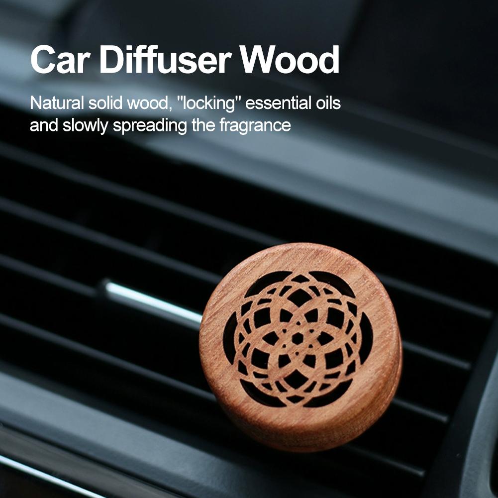 Wooden Car Air Freshener Vent Clip Aromatherapy Essential Oil Diffuser For Car Auto Interior Decor D0X5