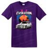 Evolution V Car Graphic T Shirt Retro Sunset Design Tee for Car Enthusiasts