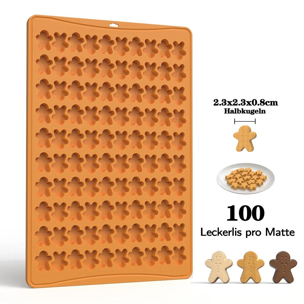 100 Löcher Schokoladenform Halloween Weihnachten Silikon Backform Keksform Mini Haustier Hund Snack Keks DIY Lebkuchenmann