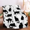 Cute Black Cat with Yellow Eyes Soft Throw Blanket All Season Warm Blankets Lightweight Fuzzy Flannel Throw Blanket for Bed Sofa