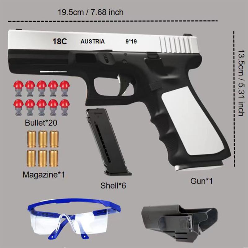 Black Glock Automatic Shell Ejection Soft Bullet Toy Gun G18 Airsoft Pistol Armas Children CS Shooting Weapons Gun Toy for Boys