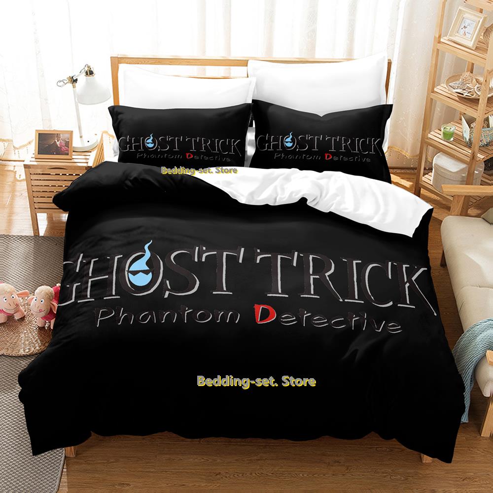 Game Ghost Trick Bedding Set Single Twin Full Queen King Size Bed Set Adult Kid Bedroom Duvetcover Sets Personality Anime Bed