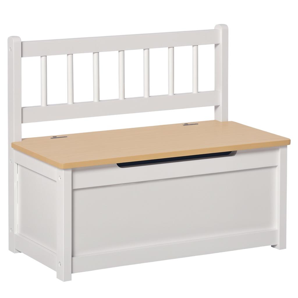 2 In 1 Wooden Toy Box Seat Storage Bench Storage Chest Cabinet Organiser With Safety Pneumatic Rod