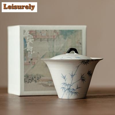 150ml Ręcznie malowany Tusz Bambusowy Gaiwan Estetyczny Różowy Yin Biały Czarka do Herbaty Podkowa Czajniczek Pokrywka Miseczka Chiński Zestaw do Herbaty Rzemiosło