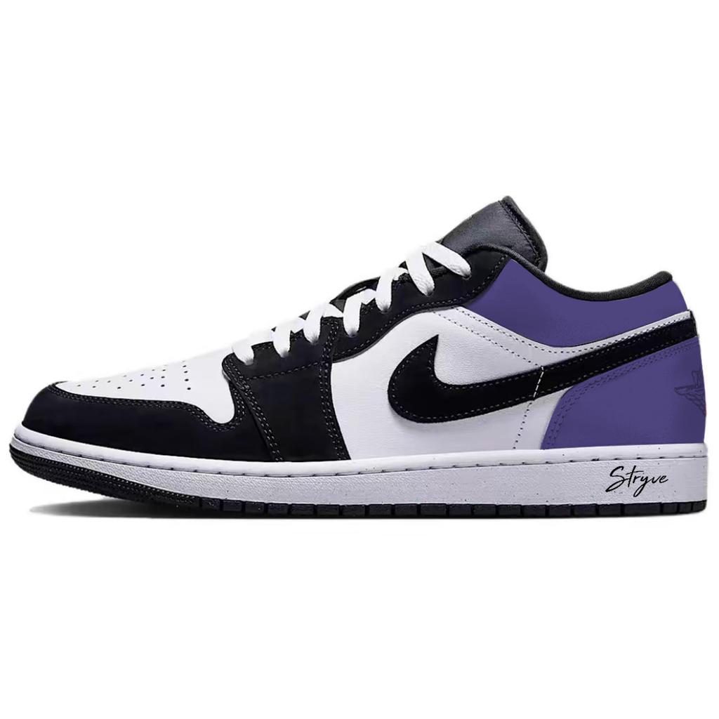 Jordan Air Jordan 1 Purple Toes Abrasion Resistant Low top Vintage Basketball Shoes Unisex Black Purple HF3148-106(Team1291-)