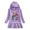 Kpop Monster Hunter Girl Group Ruffle Cartoon Rainbow Long Sleeve Hooded Princess Dress for Kids