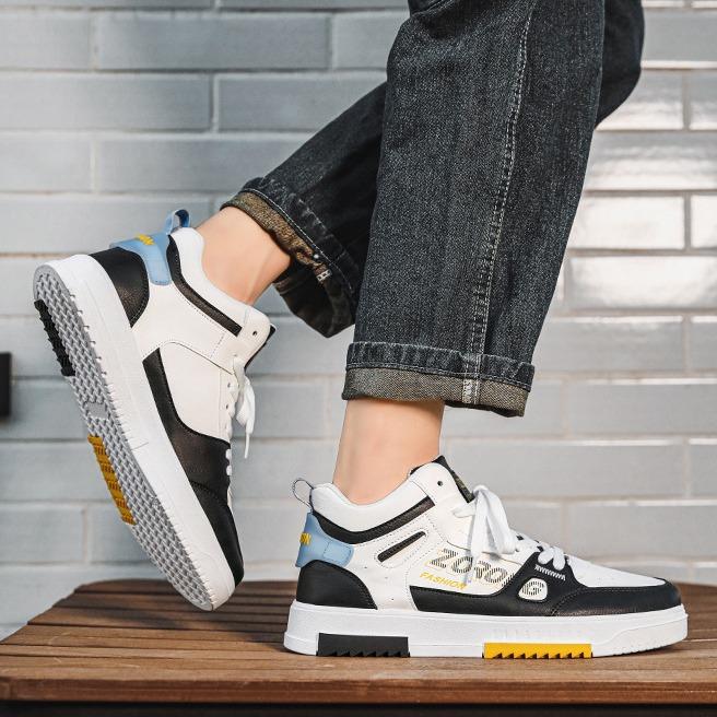 Spring Versatile Trend Sports Little White Shoes New Comfortable Middle School Student Men's High-top Casual Board Shoes