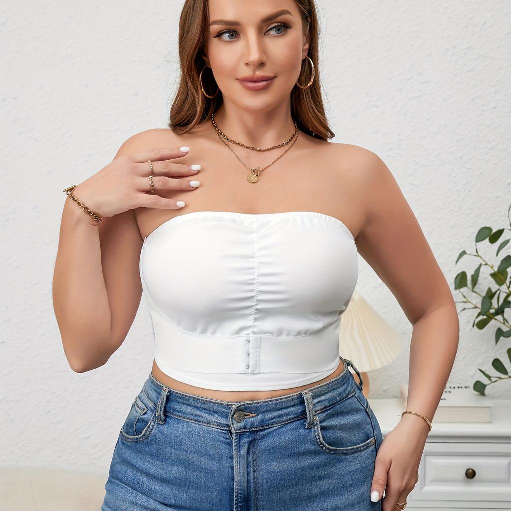 Strapless Lingerie for Women Anti Slip Gathered Strapless Front Button Beautiful Back Push Up Bra