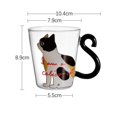 250ML Cute Cat Heat-resistant Glass Coffee Mug Drinking Water Milk Tea Beverage Cup Cartoon Juice Cups Gift Home Office Supplies