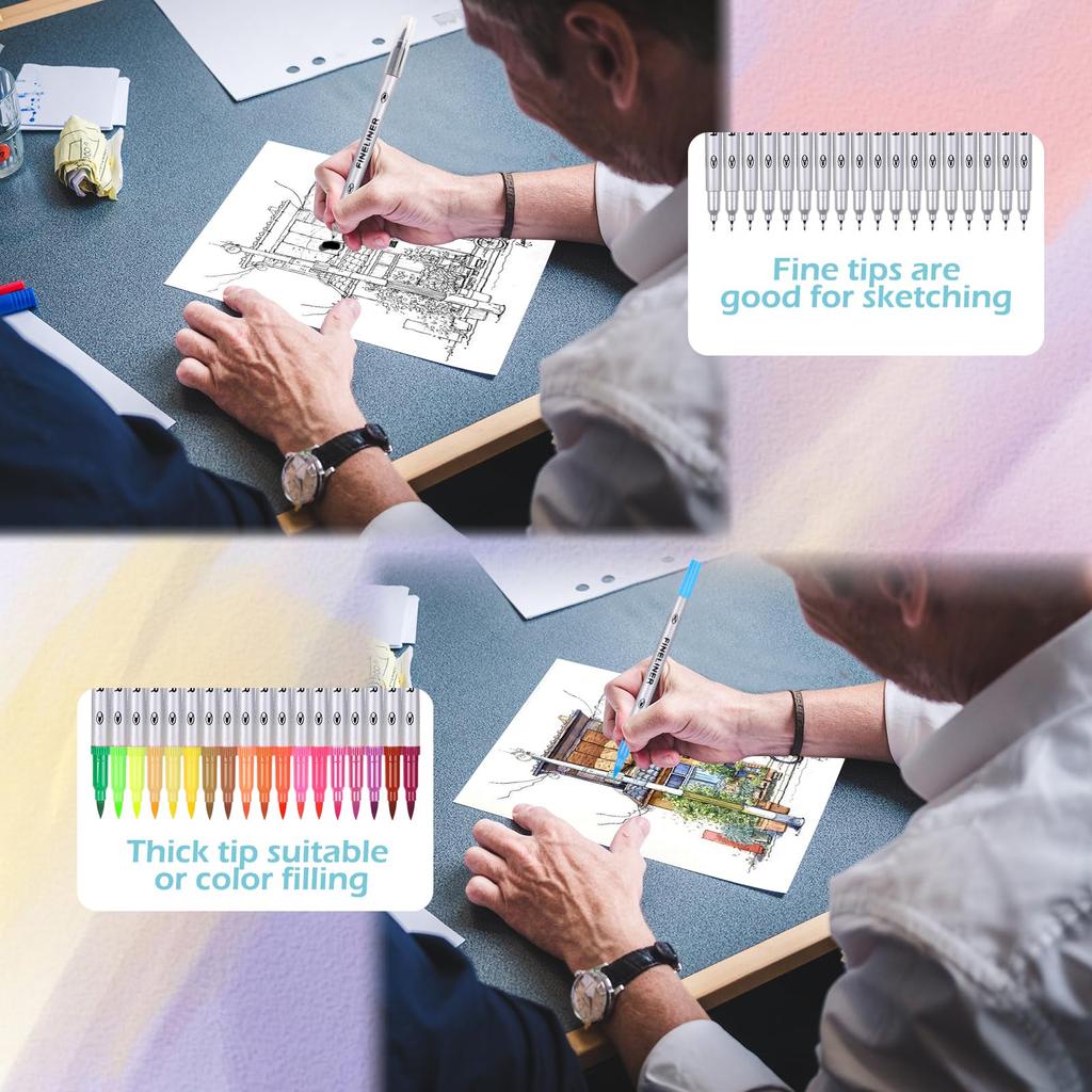 GeeRic Fine Point Paint Sign Name Permanent Marker for and Office Tip 36-Color Oil-Based Markers, Quick-Drying, Water-Resistant, Sketchbook, Pen, Pen,