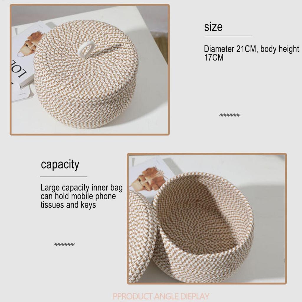 Cotton Rope Storage Baskets  With Lid Small Decorative Boxes For Ganization Baskets With Lids Woven Basket Desktop Organize