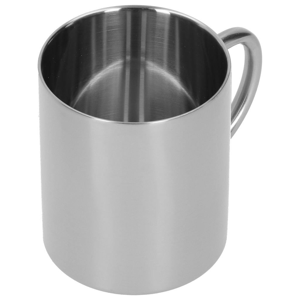 Mug Cup 304 Stainless Steel Double Layer Anti Scald Coffee Tea Water Cup with Handle 400ml(Silver )