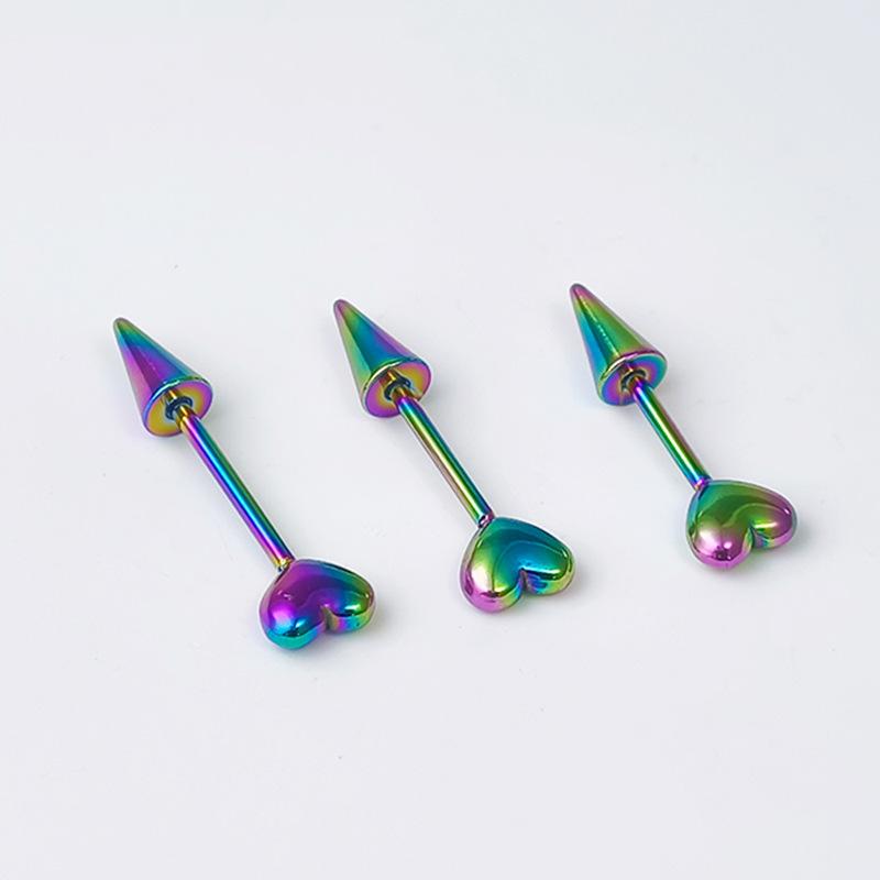3Pcs Stainless Steel Heart Spike Earrings Tragus Helix Bar Lip Bar Rings Stud Cartilage Ear Piercings Body Jewelry