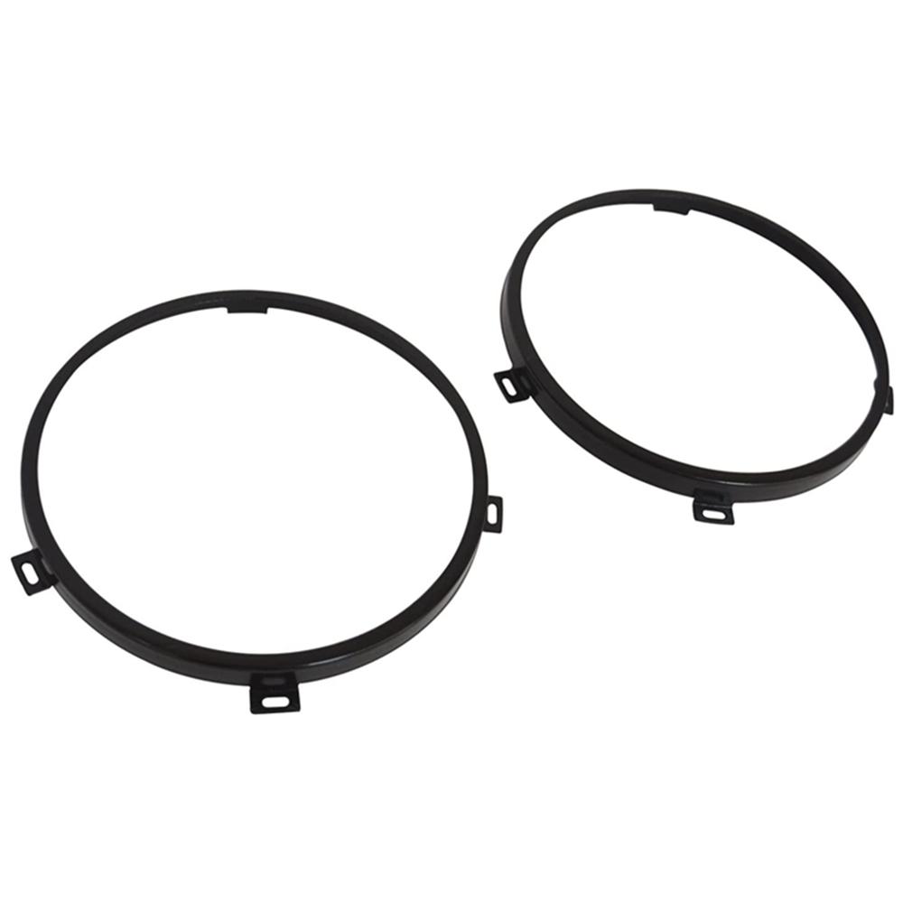 2Pcs 7" Headlight Mounting Bracket Ring Black Round for Jeep Wrangler JK 2007-18